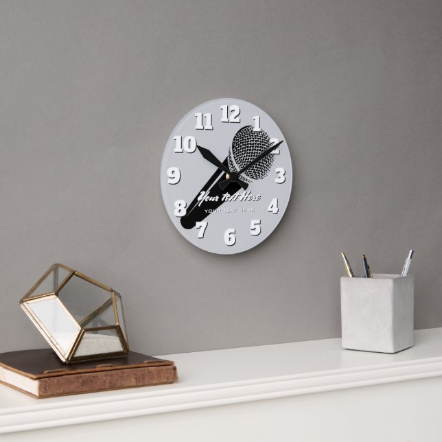 Vintage microphone speaker mic design custom round clock (Office)