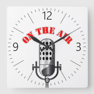 Vintage microphone square wall clock