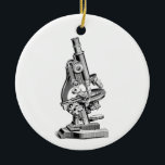 Vintage Microscope Illustration Retro Microscopes Ceramic Ornament<br><div class="desc">Circle Ornament Ceramic - Customized Ornaments Template Blank DIY Personalize with your own name, pattern, design, quote, monogram, photograph. Use our cool templates, artwork, photos, graphics, and illustrations, then add names, text, quotes, and monograms to create your own Christmas ornament. Click the "Customize it!" button to make it personalized or...</div>