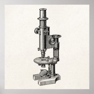 Vintage Microscopes Old Antique Science Microscope Poster