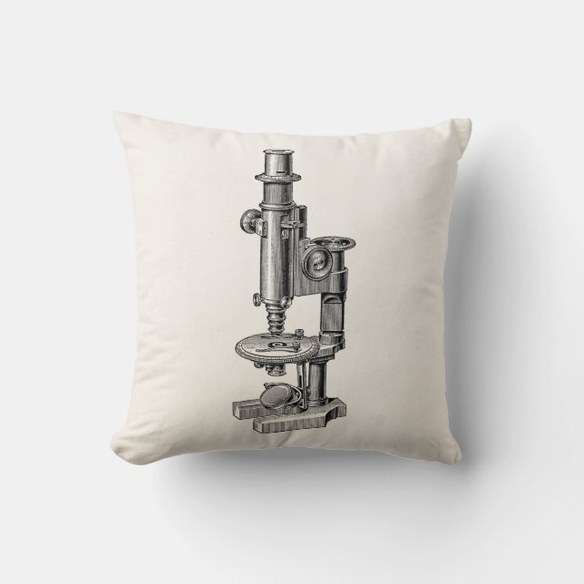 Vintage Microscopes Old Antique Science Microscope Throw Pillow (Front)