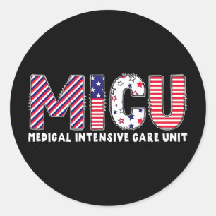 Vintage Micu Nurse Us Flag Patriotic 4th Of July P Classic Round Sticker