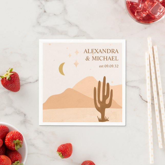 Vintage Mid Century Desert Wedding Napkin (Insitu)