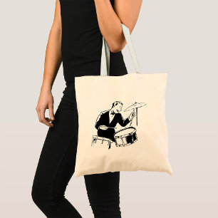 Vintage Mid-Century Drummer Jazz Percussion Tote Bag