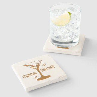 Vintage Mid-Century Espresso Martini Stone Coaster