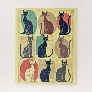 Vintage Mid-Century Modern Cats Jigsaw Puzzle