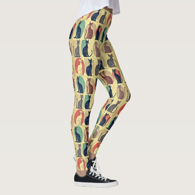 Vintage Mid-Century Modern Cats Leggings (Right)