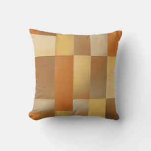 Vintage Mid Century Modern Orange Brown Gold 16" Throw Pillow