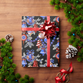 Vintage Midcentury Christmas Ornaments Wrapping Paper