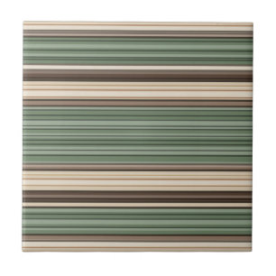Vintage Midcentury Lines Green Brown Tile