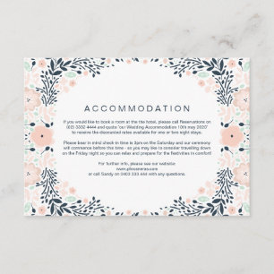 Vintage Midnight Floral Wedding Direction Card