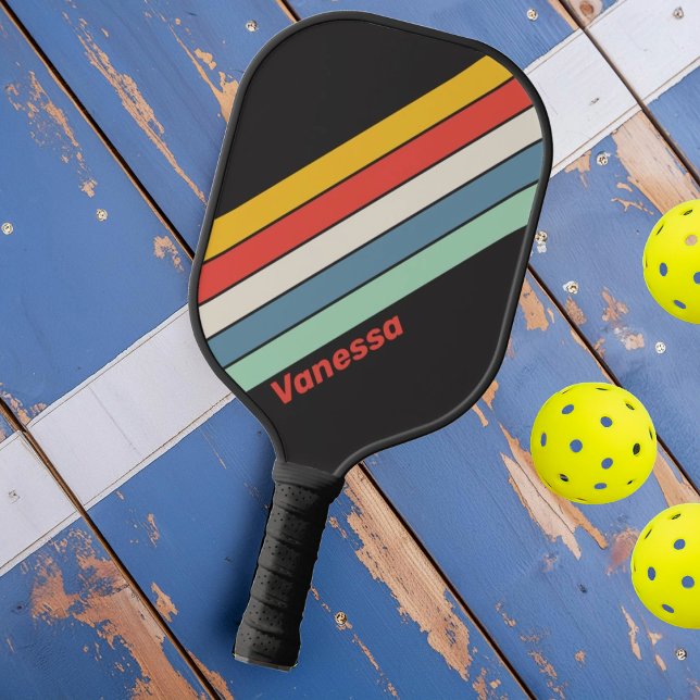 Vintage Midnight Striped with Name Pickleball Paddle (Creator Uploaded)