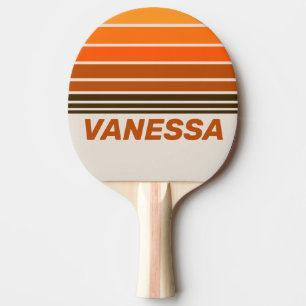 Vintage Midnight Sunrise Horizon Stripe with Name Ping Pong Paddle