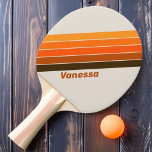 Vintage Midnight Sunrise Striped with Name Ping Pong Paddle<br><div class="desc">Step into a world of retro elegance with our Vintage Midnight Sunrise Striped Ping Pong Paddle. With its captivating striped design reminiscent of a sunrise breaking through the darkness of midnight, this paddle exudes timeless charm and sophistication. Personalize it with your name to make a statement on the ping pong...</div>