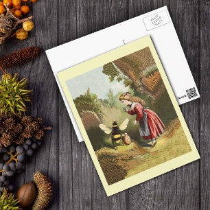 Vintage Miel Abee Avec Carte Postale Fille