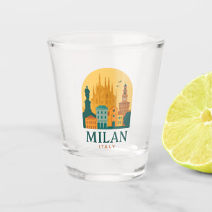 Vintage Milan Italy Travel Retro Duomo Shot Glass