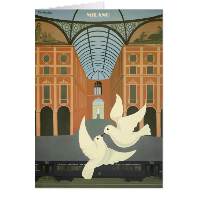 Vintage Milano Italy White Doves Orient Express (Front)