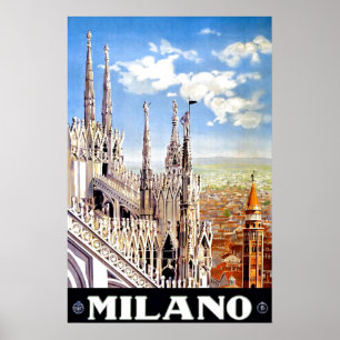 Vintage Milano Travel Affiche d'impression unique