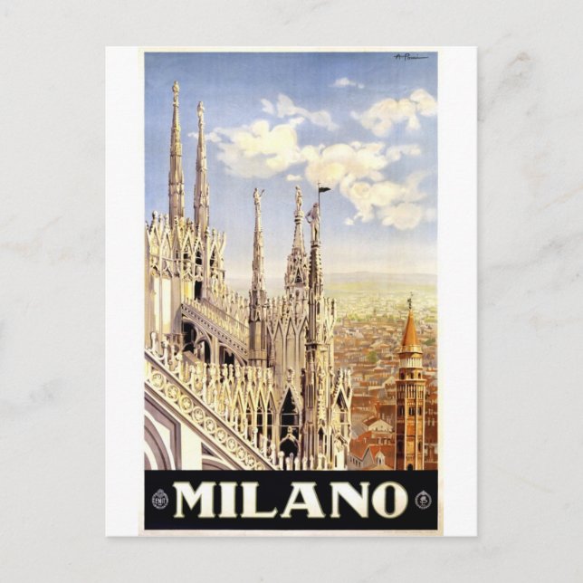 vintage-milano-travel-poster. postcard (Front)