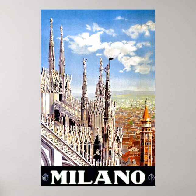 Vintage Milano Travel Unique Print Poster (Front)