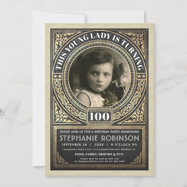 Vintage Milestone Birthday Invitations Your Photo (Front)
