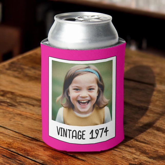Vintage Milestone Birthday Photo Keepsake Can Cooler (Creator Uploaded)