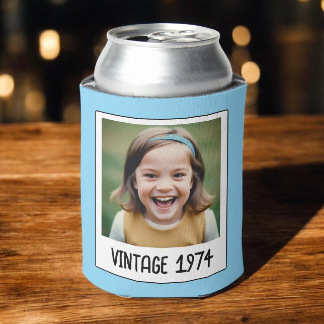 Vintage Milestone Birthday Photo Keepsake Can Cooler (Creator Uploaded)