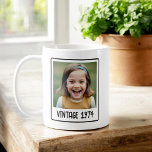 Vintage Milestone Birthday Photo Keepsake Coffee Mug<br><div class="desc">Celebrate life's special moments with our Vintage Milestone Birthday Photo Keepsake Coffee Mug! This charming mug features a classic vintage design, personalized with a memorable photo and milestone date. Made from high-quality ceramic, it ensures durability and a comfortable grip for your favourite hot beverages. Perfect for commemorating significant birthdays, this...</div>