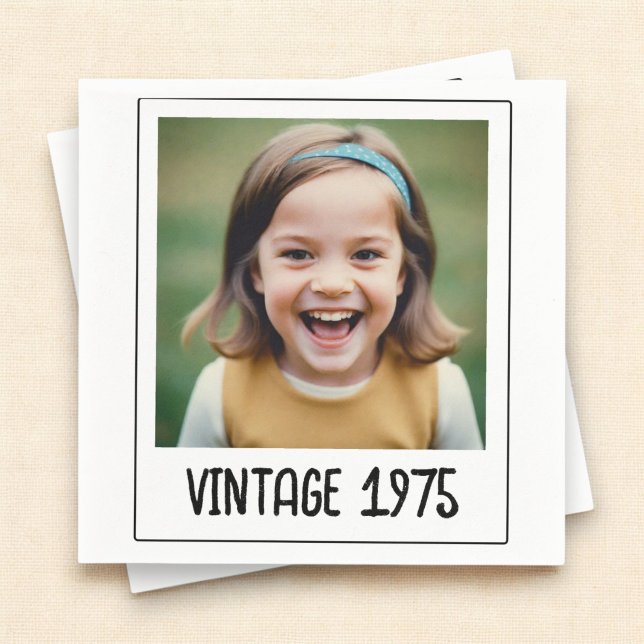 Vintage Milestone Birthday Photo Keepsake Napkin (Creator Uploaded)