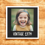 Vintage Milestone Birthday Photo Keepsake Napkin<br><div class="desc">Add a touch of nostalgia to your celebration with Vintage Milestone Birthday Photo Keepsake Napkins. Featuring a charming vintage design, these napkins can be personalized with a favourite photo and birthday details, making them a unique and memorable addition to your event. Crafted from high-quality, absorbent material, they are perfect for...</div>