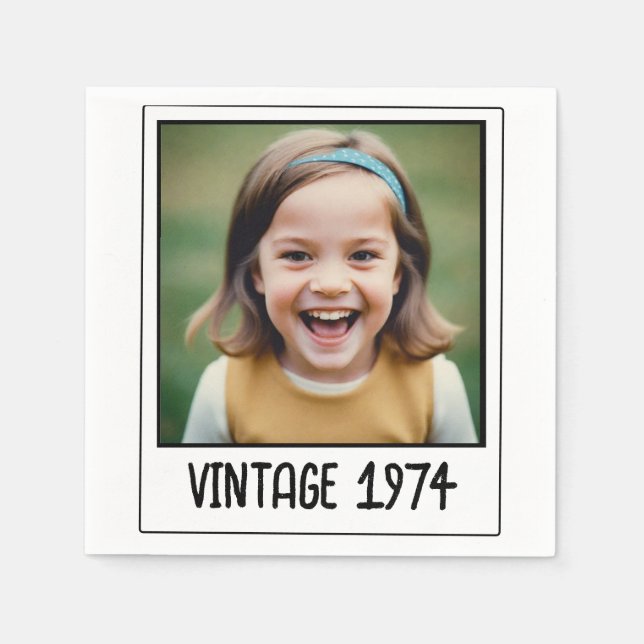Vintage Milestone Birthday Photo Keepsake Napkin (Front)