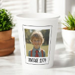 Vintage Milestone Birthday Photo Keepsake Paper Cups<br><div class="desc">Elevate your celebration with our Vintage Milestone Birthday Photo Keepsake Paper Cups! These stylish cups feature a classic vintage design, personalized with a memorable photo and milestone date for a unique touch. Crafted from high-quality, durable materials, they’re perfect for serving drinks at your special event. Ideal for birthdays and significant...</div>
