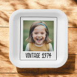 Vintage Milestone Birthday Photo Keepsake Paper Plate<br><div class="desc">Celebrate special milestones with our Vintage Milestone Birthday Photo Keepsake Paper Plates! Featuring a classic vintage design, these plates are personalized with a memorable photo and milestone date, adding a unique touch to your party decor. Made from high-quality, durable materials, they are both stylish and practical for serving your favourite...</div>