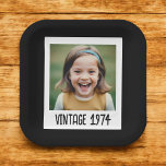 Vintage Milestone Birthday Photo Keepsake Paper Plate<br><div class="desc">Celebrate special milestones with our Vintage Milestone Birthday Photo Keepsake Paper Plates! Featuring a classic vintage design, these plates are personalized with a memorable photo and milestone date, adding a unique touch to your party decor. Made from high-quality, durable materials, they are both stylish and practical for serving your favourite...</div>