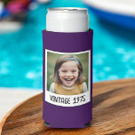 Vintage Milestone Birthday Photo Keepsake Seltzer Can Cooler<br><div class="desc">Celebrate a special milestone with the Vintage Milestone Birthday Photo Keepsake Can Cooler. This stylish can cooler features a charming vintage design, customizable with a favourite photo and birthday details. Made from high-quality insulating material, it keeps beverages cold while adding a personal touch to the celebration. Perfect for birthday parties,...</div>