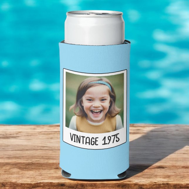 Vintage Milestone Birthday Photo Keepsake Seltzer Can Cooler (Creator Uploaded)