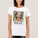 Vintage Milestone Birthday Photo Keepsake T-Shirt<br><div class="desc">Celebrate a special milestone with the Vintage Milestone Birthday Photo Keepsake T-Shirt. This stylish t-shirt features a charming vintage design, customizable with a favourite photo and birthday details for a personal touch. Made from high-quality, comfortable fabric, it’s perfect for wearing at the birthday party and beyond. Ideal for milestone birthday...</div>
