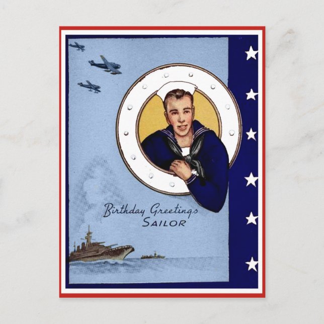 Vintage MilitaireAnniversaire Salutations Carte po (Devant)
