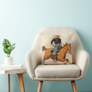 Vintage Military, A Cavalry Officer by Remington Throw Pillow