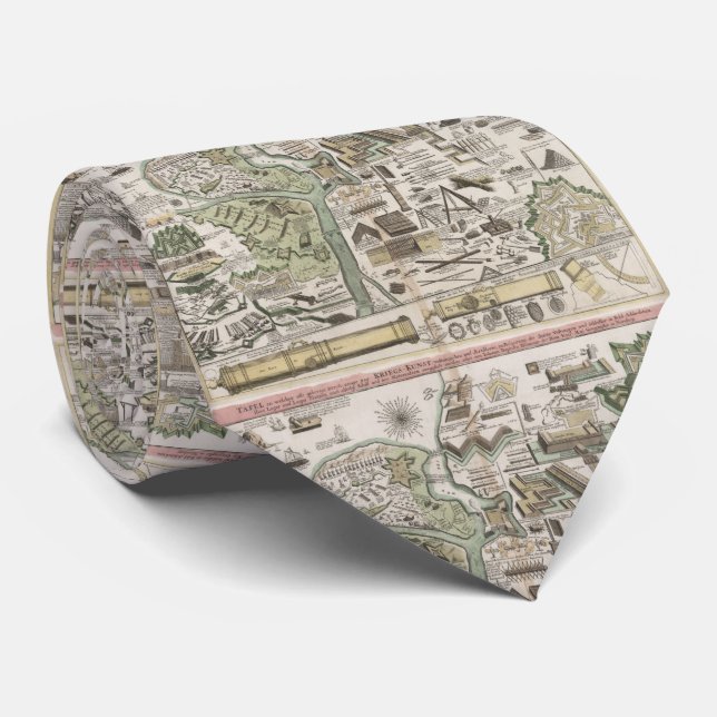 Vintage Military Defence Fortifications Diagram Tie (Rolled)