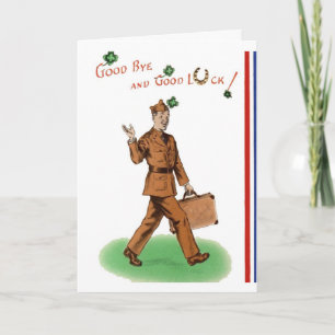 Vintage Military Good Bye And Good Luck Card