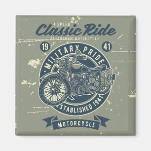 Vintage Military Motorcycle Magnet
