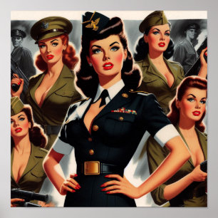 Vintage Military Pin-up Poster