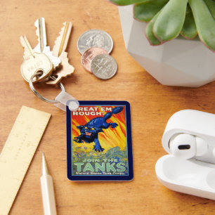 Vintage Military War Advertising with a Wild Cat Keychain