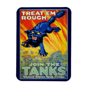 Vintage Military War Advertising with a Wild Cat Magnet