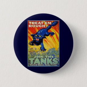 Vintage Military War Recruiting with a Wild Cat 2 Inch Round Button