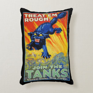 Vintage Military War Recruiting with a Wild Cat Accent Pillow