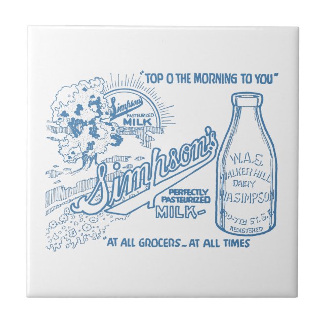 Vintage Milk Advertisement Tile (Front)