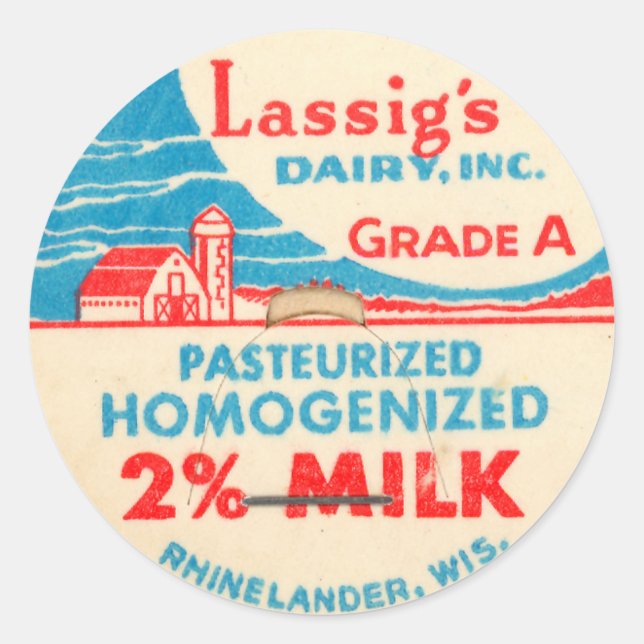 Vintage Milk Bottle Cap Sticker (Front)