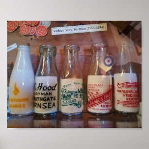 Vintage Milk  Bottles By Gone Times Poster